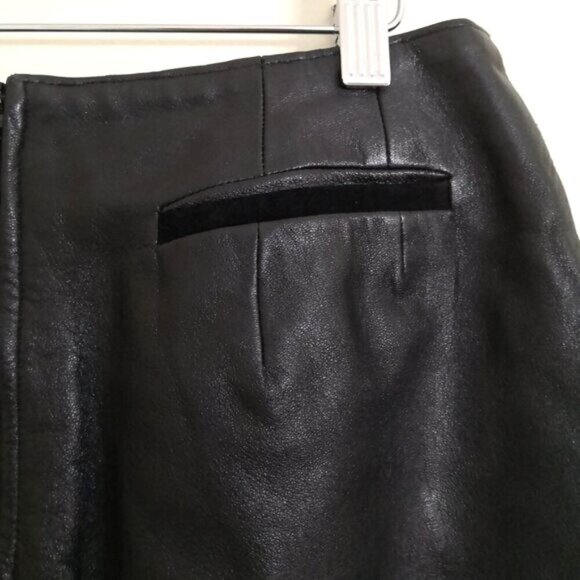 West Bay Leather Pencil Skirt Suede Trim Black Size 10 - Picture 4 of 5